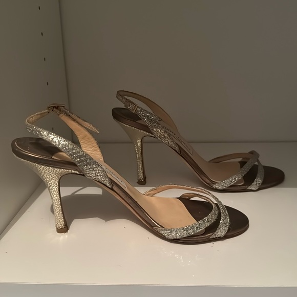 Jimmy Choo champagne (gold and silver) sling back sandals with 3” heel size 38 - Picture 4 of 4
